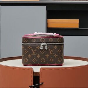 Louis Vuitton Brown Monogram Vanity Case with Pink Trim